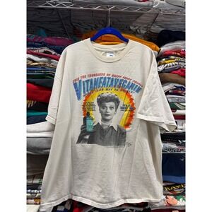 Vintage I Love Lucy Vitameatavegamin T-Shirt Mens 2XL Tennessee River Cream Tee